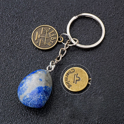 Olivenorma Zodiac Crystal Natural Stone Keychain - Lapis Lazuli-Libra - Bronze - image 31
