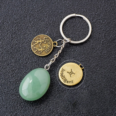 Olivenorma Zodiac Crystal Natural Stone Keychain - Green Aventurine-Gemini - Bronze - image 4