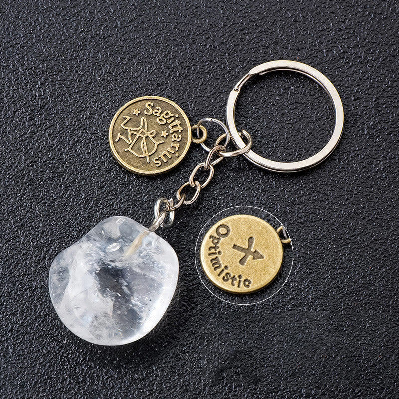 Olivenorma Zodiac Crystal Natural Stone Keychain - Clear Quartz-Sagittarius - Bronze - image 1