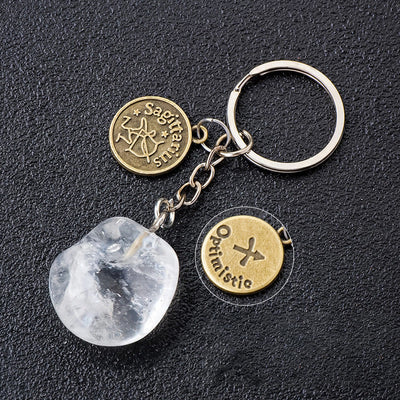 Olivenorma Zodiac Crystal Natural Stone Keychain - Clear Quartz-Sagittarius - Bronze - image 1