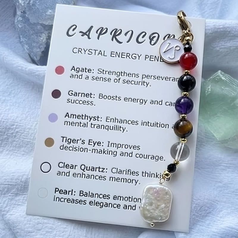 Olivenorma Zodiac Natural Stone Crystal Pendant Keychain  - Capricorn - image 3