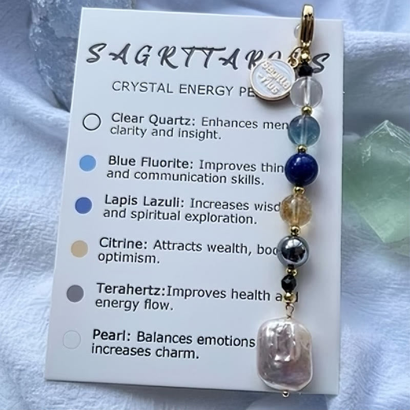 Olivenorma Zodiac Natural Stone Crystal Pendant Keychain  - Sagittarius - image 4