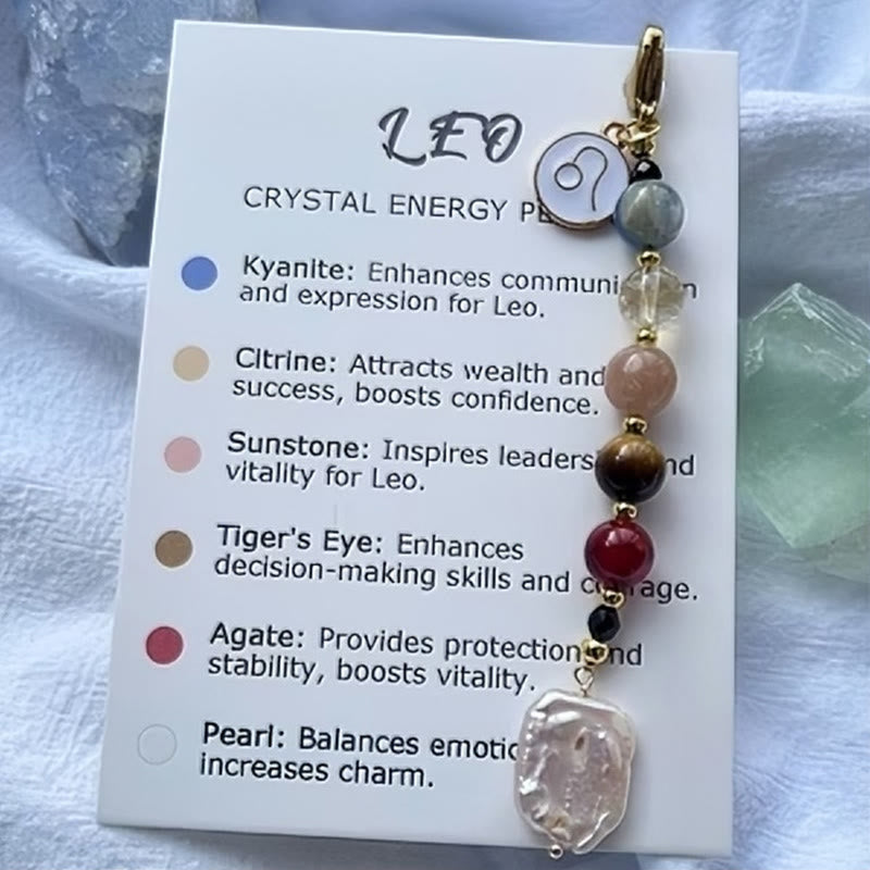 Olivenorma Zodiac Natural Stone Crystal Pendant Keychain  - Leo - image 7