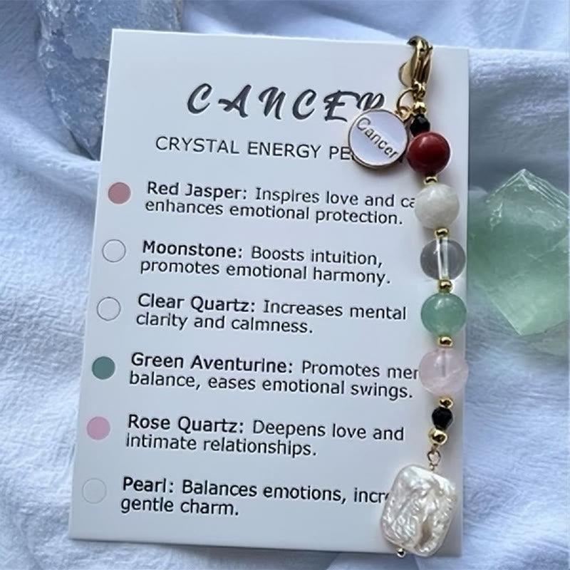 Olivenorma Zodiac Natural Stone Crystal Pendant Keychain  - Cancer - image 8