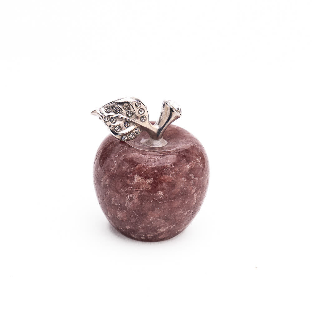 Olivenorma Christmas Eve Natural Stone Apple Carving Gemstone Decoration - Strawberry Quartz - 30*35cm - image 19