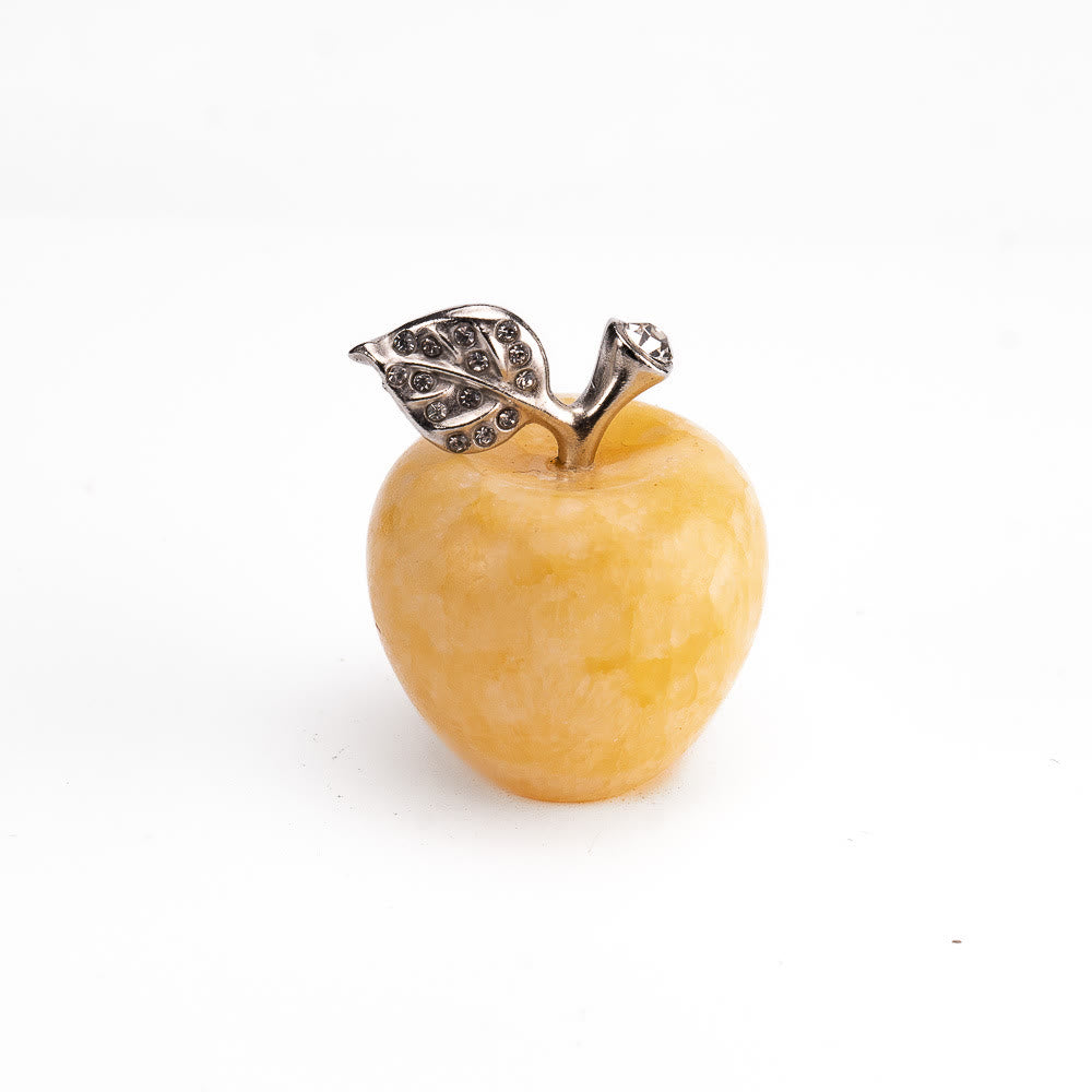 Olivenorma Christmas Eve Natural Stone Apple Carving Gemstone Decoration - Cream Yellow Jade - 30*35cm - image 25