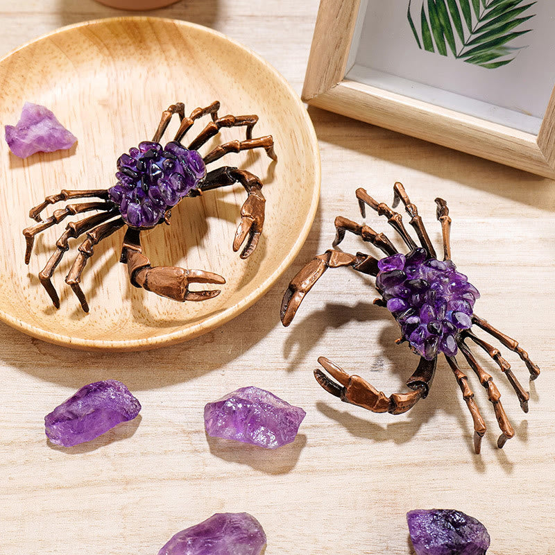 Olivenorma Natural Amethyst Gravel Crab Ornament Gemstone Decoration