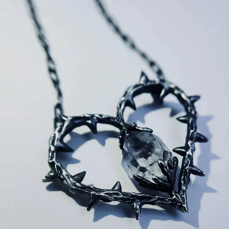 Olivenorma "Witch's Heart"-Clear Crystal Thorn Heart Necklace