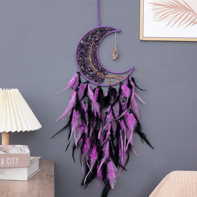 Olivenorma Natural Gravel Woven Tree of Life Moon Dream Catcher