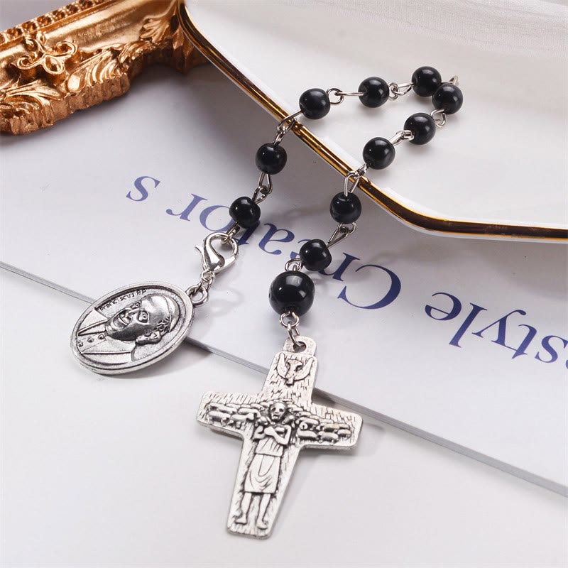 Olivenorma Vatican Holy Father Cross Pendant Rosary Beads Bracelet