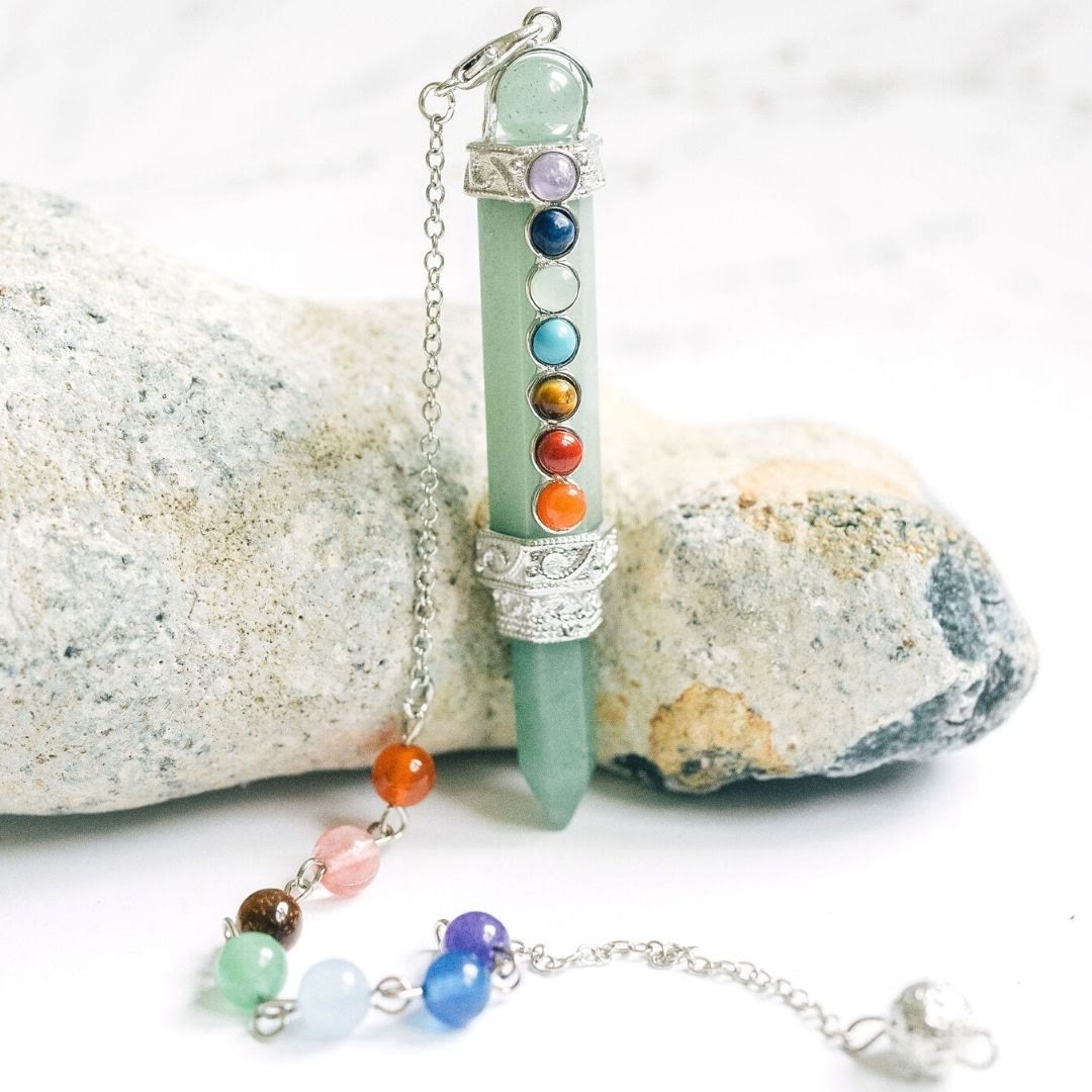 Olivenorma Chakra Crystal Hexagonal Column Pendulum