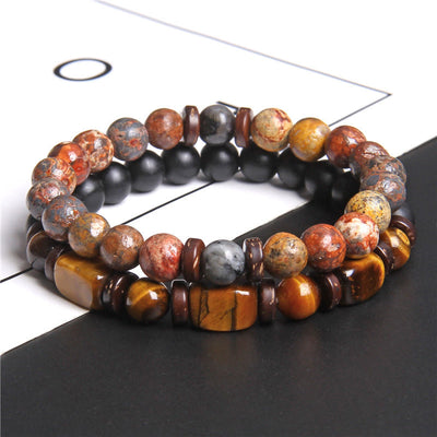 Olivenorma African Turquoise Tiger Eye Stone Bracelet Set