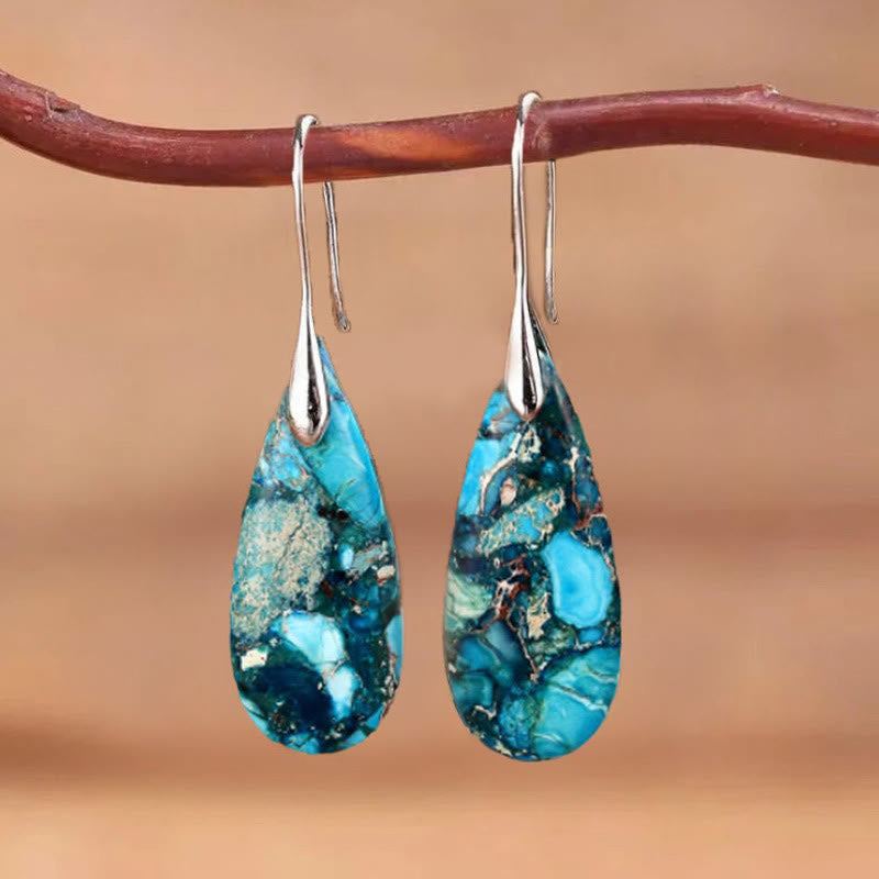 Olivenorma Drop Shape Emperor Stone Earrings