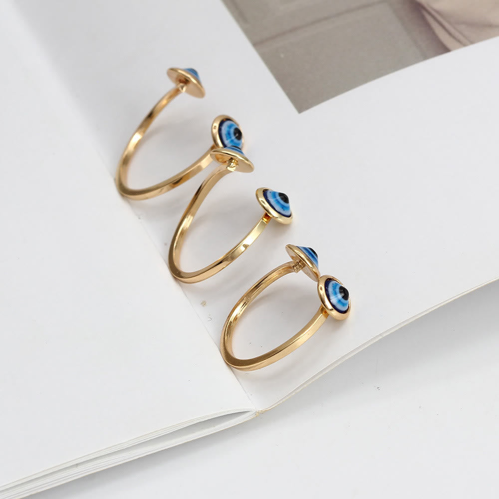 Olivenorma White Zircon Gold Plated Evil Eye Women Ring