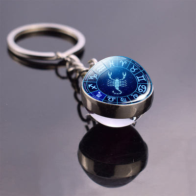 Glass 12 Stars Zodiac Protection Keychain