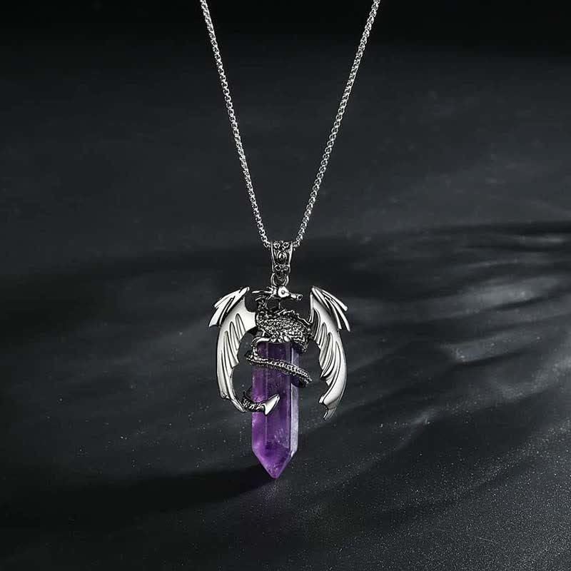 Olivenorma Vintage Dragon Crystal Healing Stone Reiki Necklace