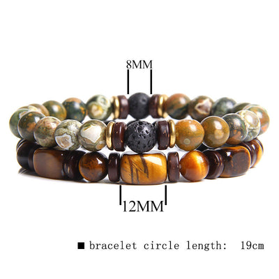 Olivenorma African Turquoise Tiger Eye Stone Bracelet Set