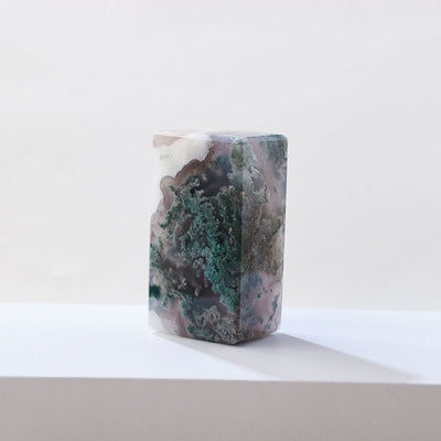 Olivenorma Natural Moss Agate Geometric Cube Gemstone Decoration