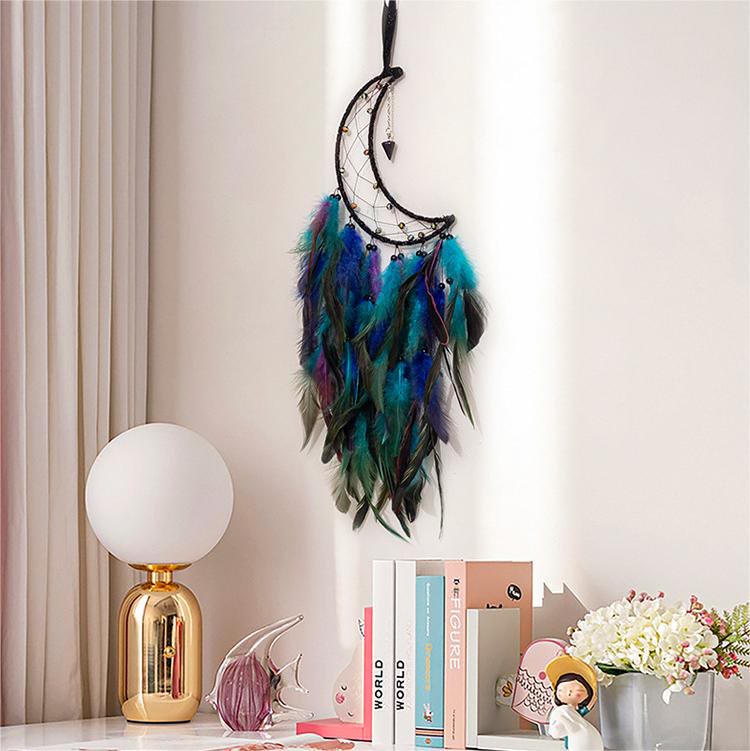 Olivenorma Blue Sandstone Pendant Moon Feather Dream Catcher