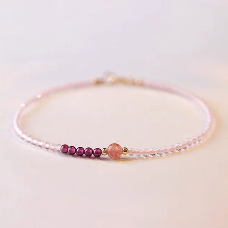 Cupid - Pink Crystal With Strawberry Quartz Gemstone Bracelet