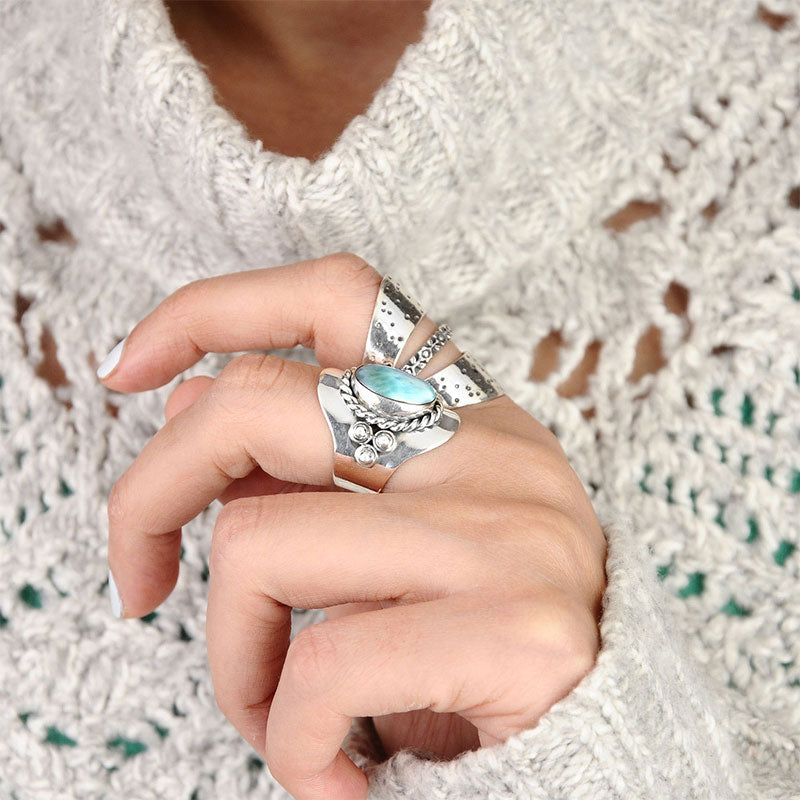 Olivenorma The Larimar Boho for Women Ring