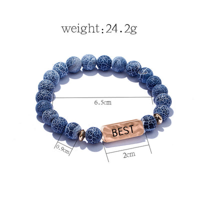 Olivenorma Natural Gemstone Best Friend Engraving Bracelet