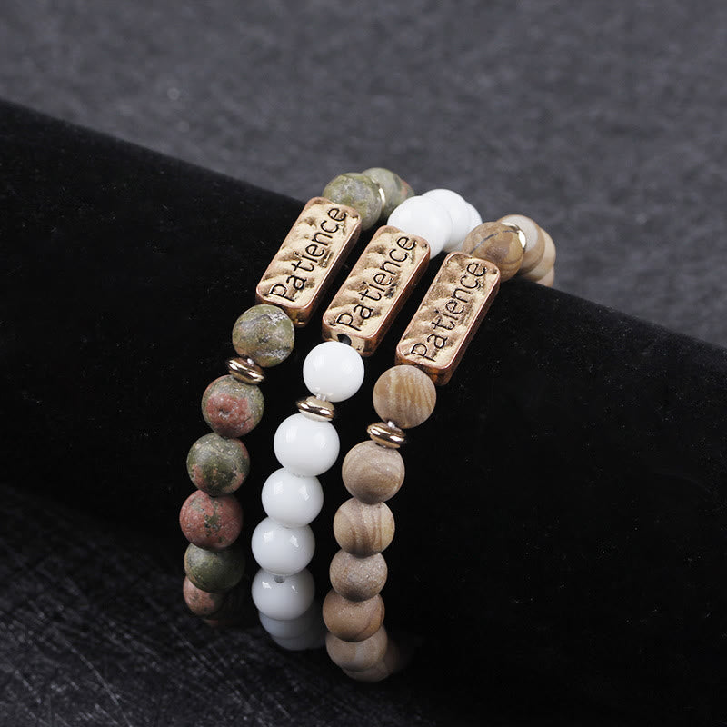 Olivenorma Natural Gemstone Mom Patience Engraving Bracelet