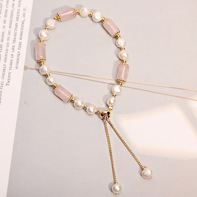 Rose Quartz With Pearl Healing Gemstone Bracelet