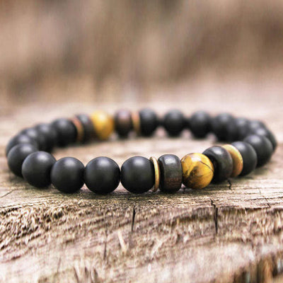 Olivenorma Natural Stone 8mm Wooden Beads Energy Men Bracelet