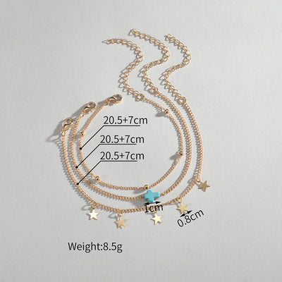 Olivenorma Beach Star Tassel Cross Multilayer Ladies Anklet