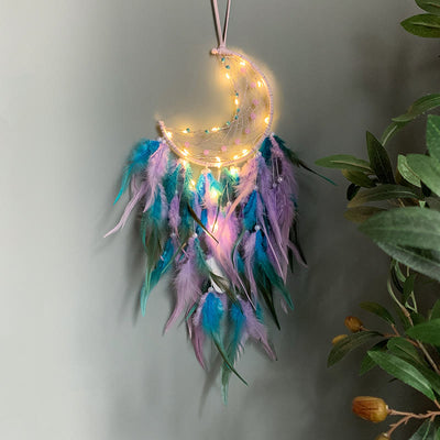 Olivenorma Handmade Beaded Turquoise Purple Jade Moon Dream Catcher