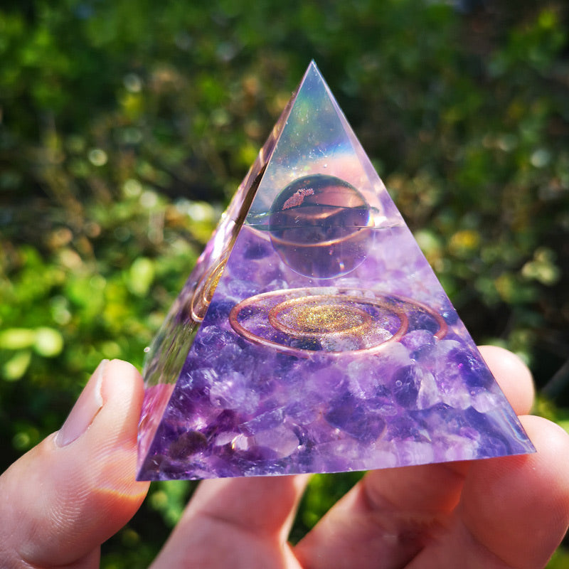 Olivenorma Amethyst Orgone Pyramid