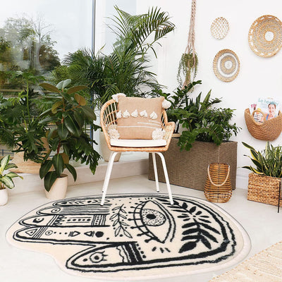 Olivenorma White Hamsa Symbol Soft Area Carpet