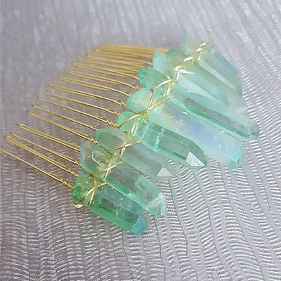 Natural Crystal U Shape Hair Comb Crystal Crown