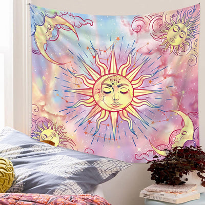 Olivenorma Pastel Pink Tie Dye Sun Moon Sky Tapestry