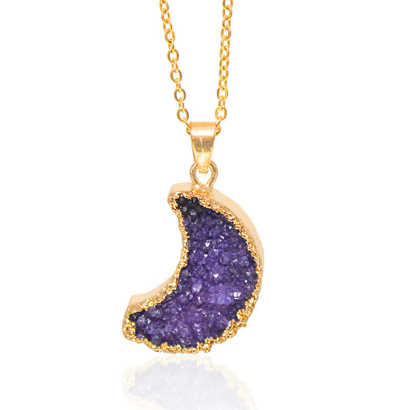 Olivenorma Natural Crystal Crescent Moon Necklace