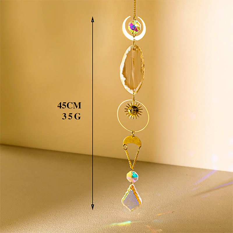 Olivenorma Natural Crystal Agate Chip Suncatcher Wind Chime