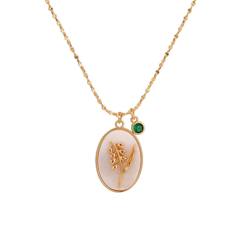 Olivenorma Birth Stone With Birth Flower Necklace