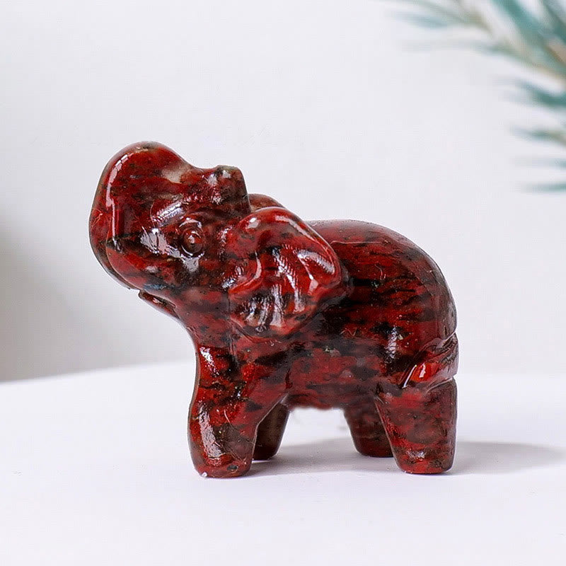 Olivenorma Natural Crystal Elephant Carving Ornament Gemstone Decoration - Red Sesame Stone - image 27
