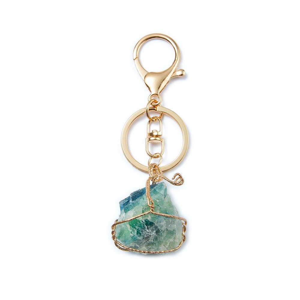 Olivenorma Raw Crystal Keychain Gemstone Pendant Keychain - Fluorite - image 8