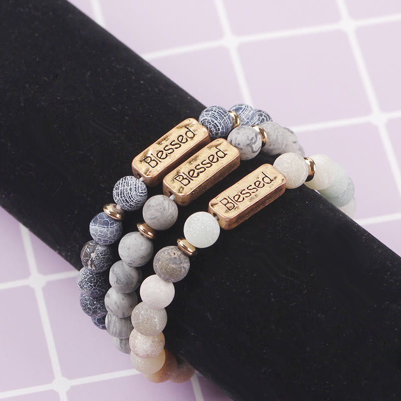 Olivenorma Natural Gemstone Blessed Engraving Bracelet