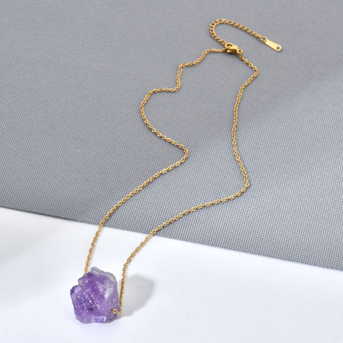 Olivenorma Natural Rough Gemstone Healing Crystal Chain Necklace