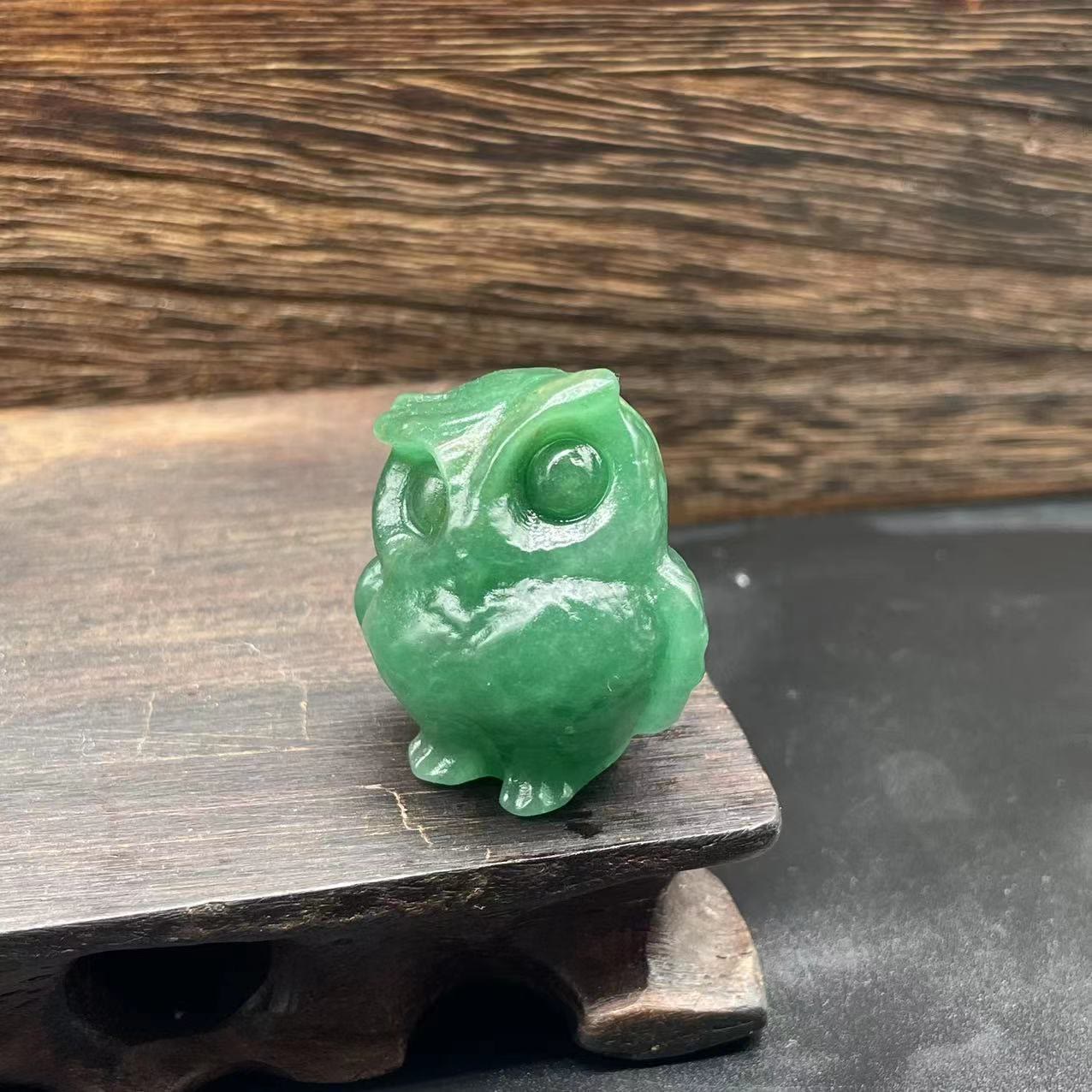 Olivenorma 3.5cm Natural Crystal Owl Ornament Gemstone Decoration - Green Aventurine - image 52