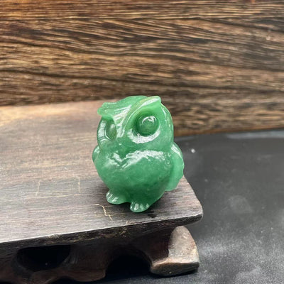 Olivenorma 3.5cm Natural Crystal Owl Ornament Gemstone Decoration - Green Aventurine - image 52