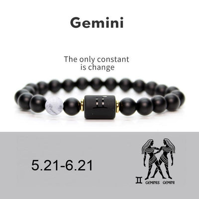 Olivenorma Natural Black Onyx Zodiac Men Bracelet