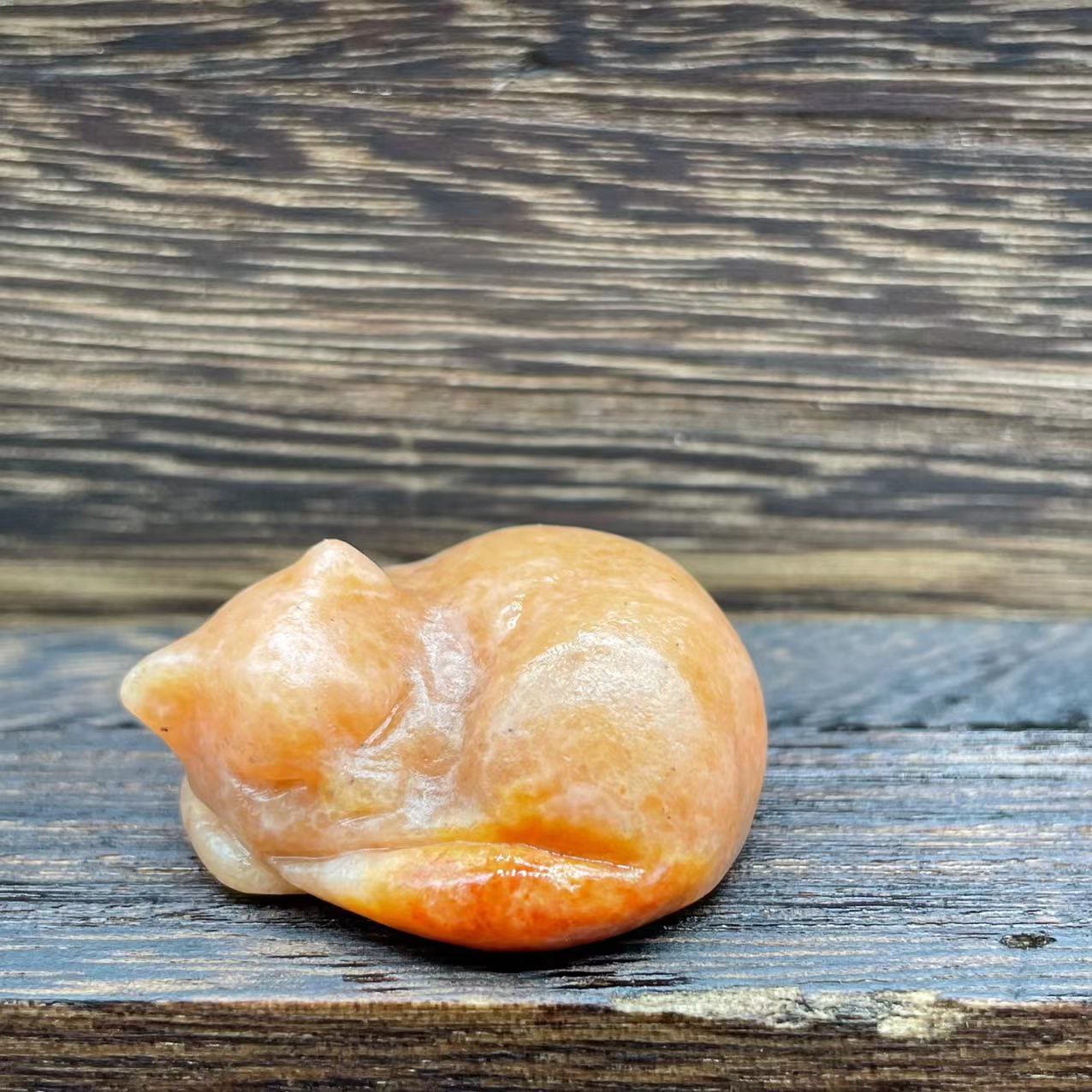 Olivenorma 4cm Natural Crystal Nap Cat Gemstone Decoration - Sun Stone - image 25