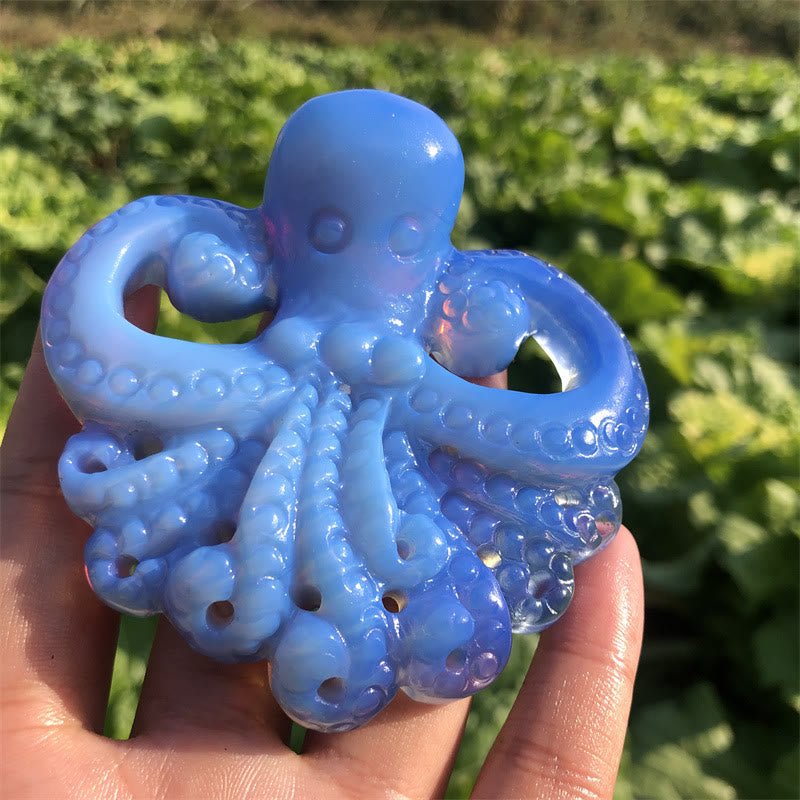 Olivenorma Natural Blue Opalite Octopus Gemstone Decoration