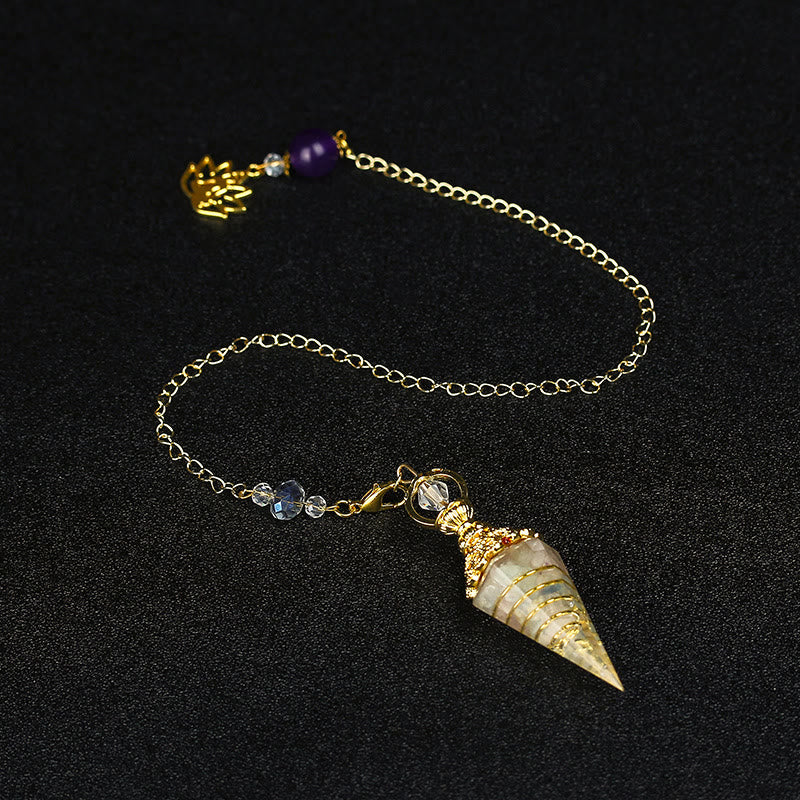 Olivenorma Natural Crystal Resin Hexagonal Pyramid Pendulum