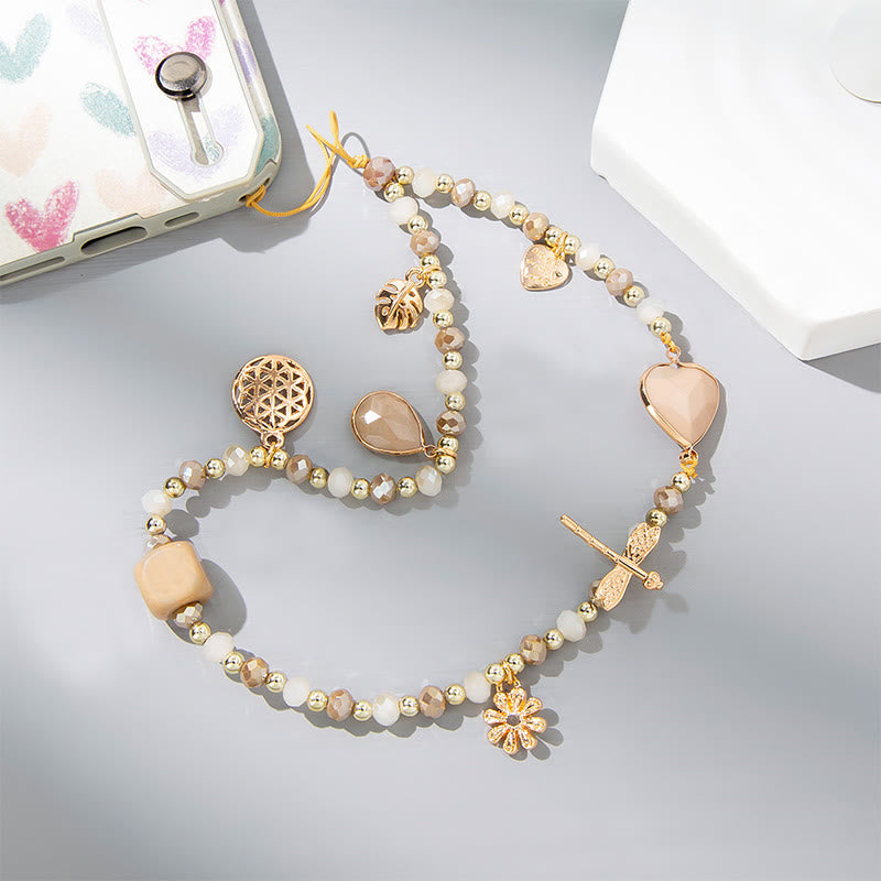 Olivenorma Crystal Pearl Drop Heart Shape Phone Strap