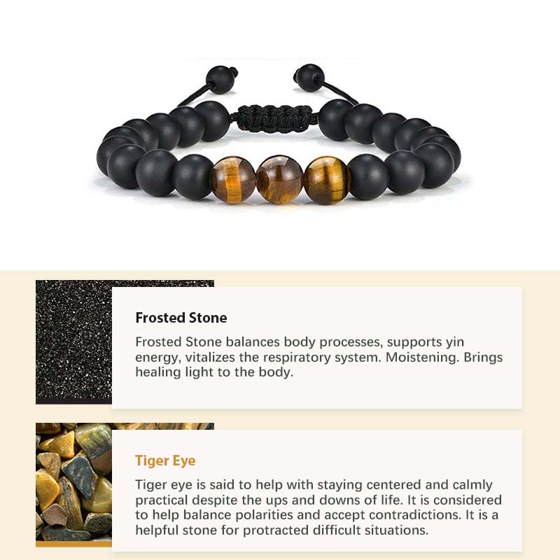 Natural Crystal Stone Healing Bracelet - Frosted Stone&Tiger Eye - image 7